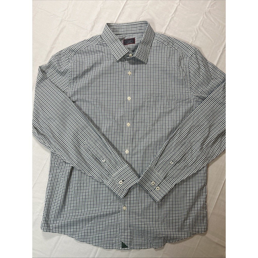 Untuckit Button Down Shirt Men's Size XL Nylon Blend Green Gingham Check